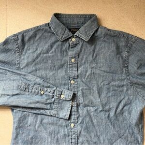 Polo Ralph Lauren Slim Fit Indigo Chambray Button Down Long Sleeve Men Large